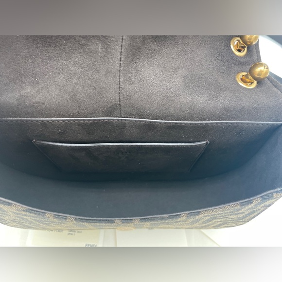 $3K BRAND NEW FENDI C'MON MEDIUM FF BROWN JACQUARD LEATHER BAG - Picture 14 of 16